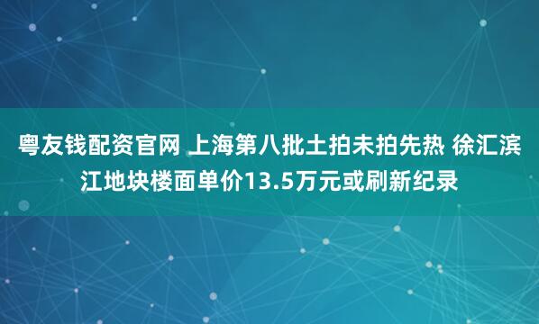 粤友钱配资官网 上海第八批土拍未拍先热 徐汇滨江地块楼面单价13.5万元或刷新纪录