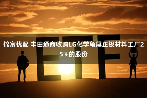 锦富优配 丰田通商收购LG化学龟尾正极材料工厂25%的股份